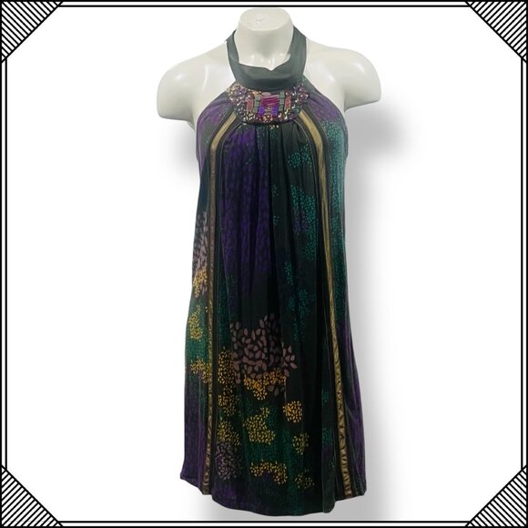 ONE SEPTEMBER A-line Beaded Halter Tie Dress - XS - Picture 2 of 9
